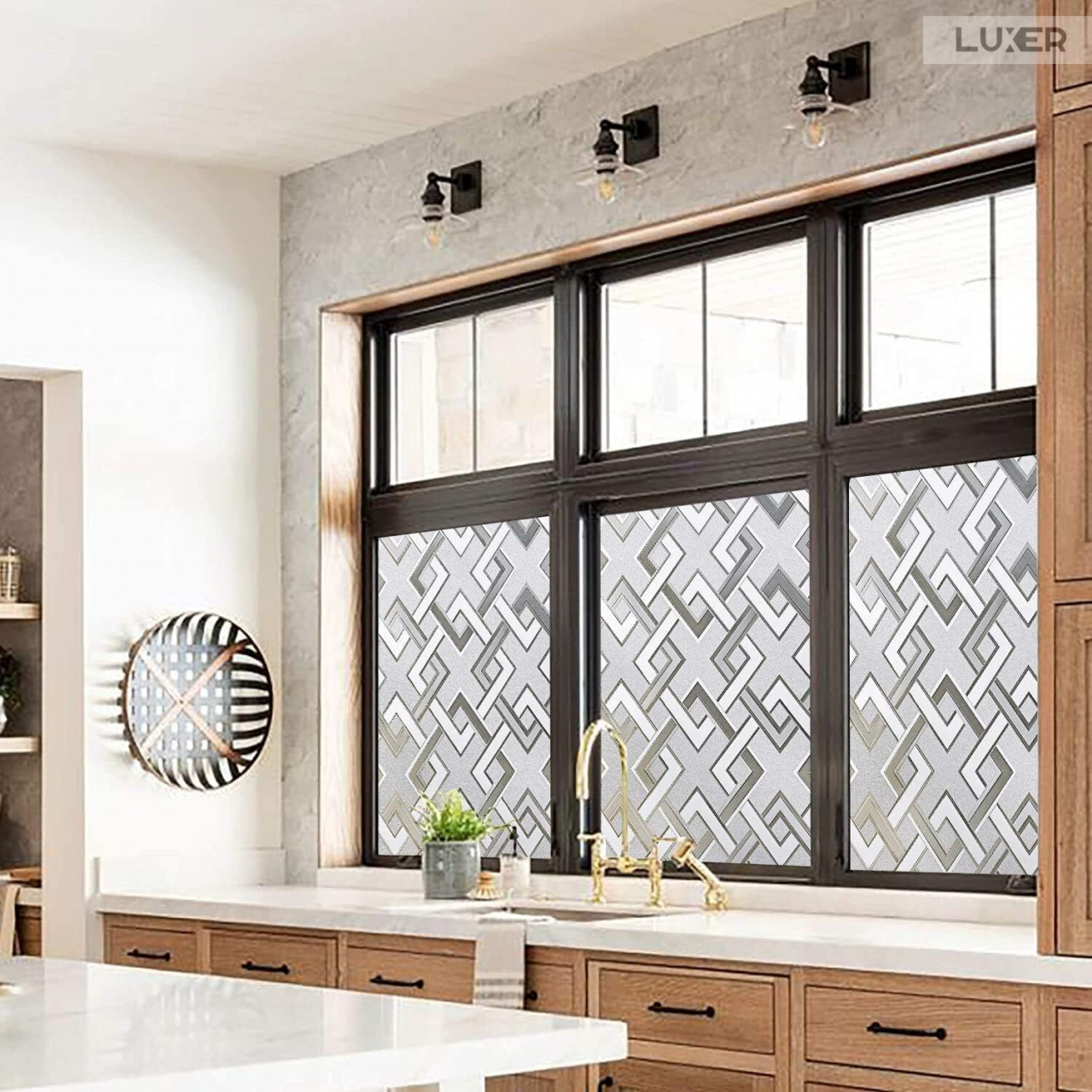Folie Decorativa Privacy Pentru Geamuri - Home&Office, Protectie UV, Model - Romburi, Dimensiuni 200x60 cm, Luxer [7]