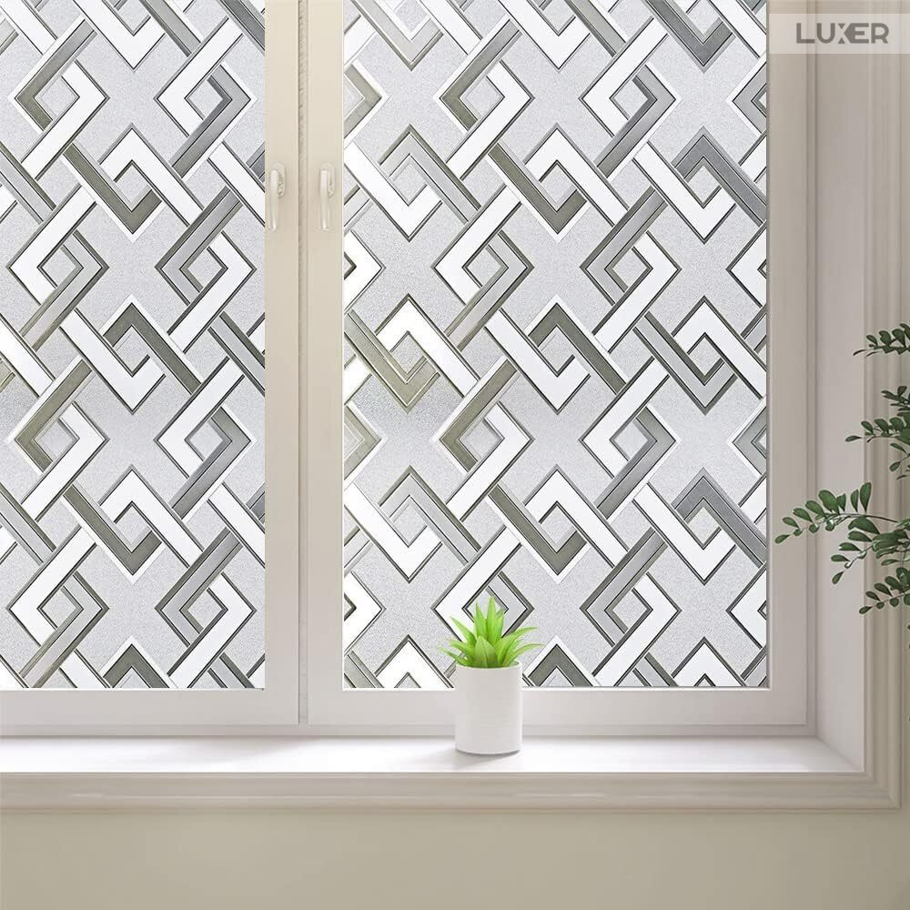 Folie Decorativa Privacy Pentru Geamuri - Home&Office, Protectie UV, Model - Romburi, Dimensiuni 200x60 cm, Luxer [2]