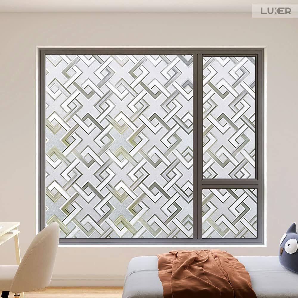 Folie Decorativa Privacy Pentru Geamuri - Home&Office, Protectie UV, Model - Romburi, Dimensiuni 200x60 cm, Luxer [4]