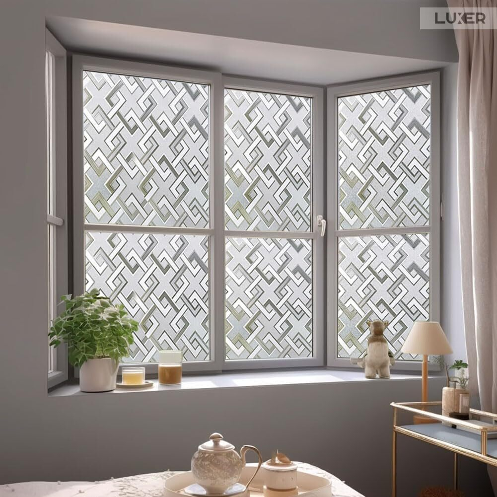Folie Decorativa Privacy Pentru Geamuri - Home&Office, Protectie UV, Model - Romburi, Dimensiuni 200x60 cm, Luxer [9]