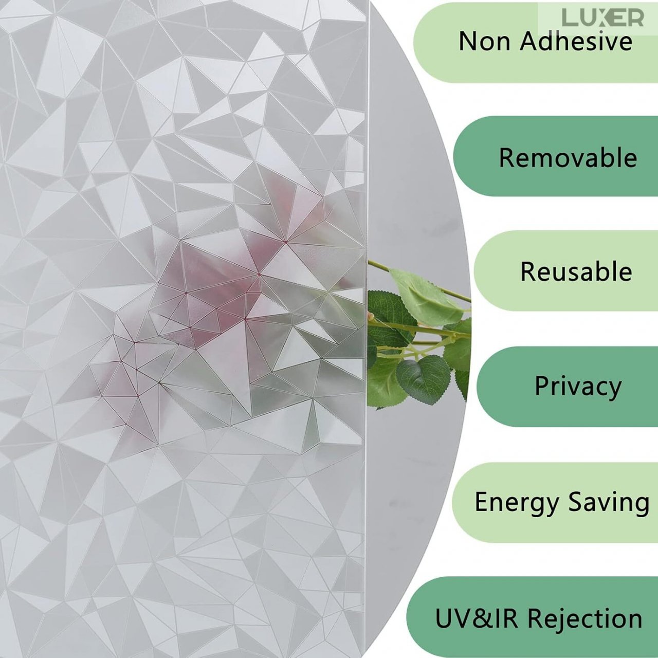 Folie Decorativa Privacy Pentru Geamuri - Home&Office, Protectie UV, Model - Diamant, Dimensiuni 200x60 cm, Luxer [3]