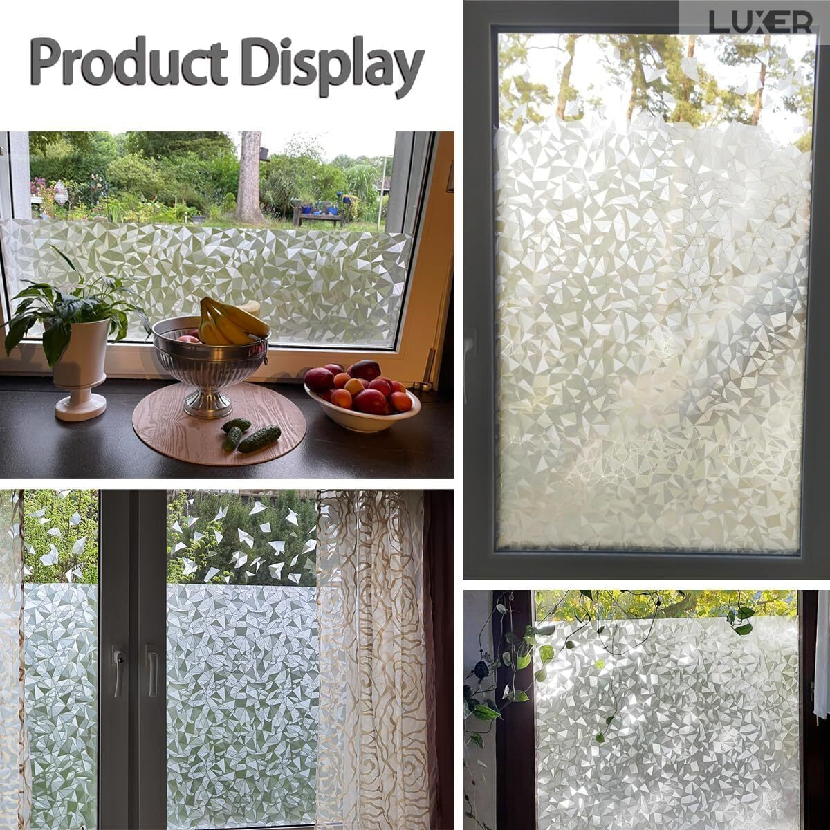 Folie Decorativa Privacy Pentru Geamuri - Home&Office, Protectie UV, Model - Diamant, Dimensiuni 200x60 cm, Luxer [5]