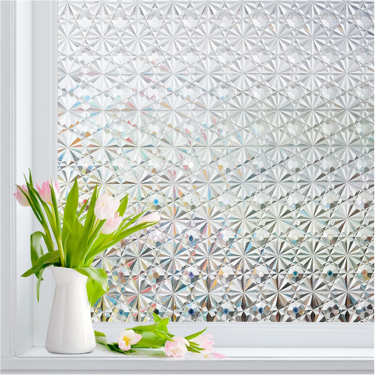 Folie Decorativa Privacy Pentru Geamuri - Home&Office, Protectie UV, Model Diamant, Dimensiuni 200x60 cm, Luxer, Folie decorativă privacy Folie pentru geamuri Folie protectie UV Folie White Stone Folie decorativă pentru geamuri Folie privacy pentru birou Folie pentru home office Folie decorativă Luxer Folie pentru intimitate geamuri Folie decorativă 200x60 cm [2]
