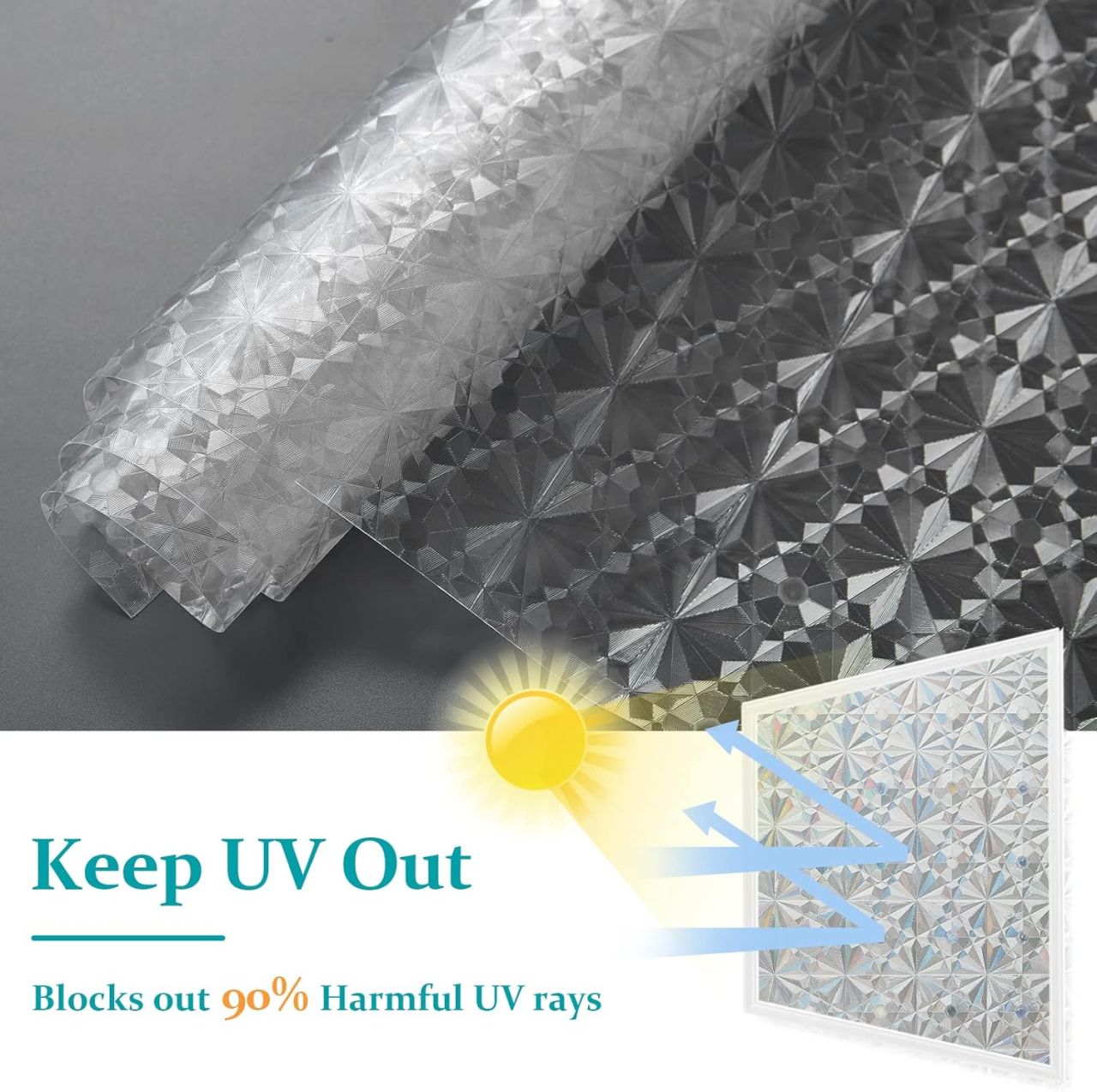 Folie Decorativa Privacy Pentru Geamuri - Home&Office, Protectie UV, Model Diamant, Dimensiuni 200x60 cm, Luxer, Folie decorativă privacy Folie pentru geamuri Folie protectie UV Folie White Stone Folie decorativă pentru geamuri Folie privacy pentru birou Folie pentru home office Folie decorativă Luxer Folie pentru intimitate geamuri Folie decorativă 200x60 cm [12]