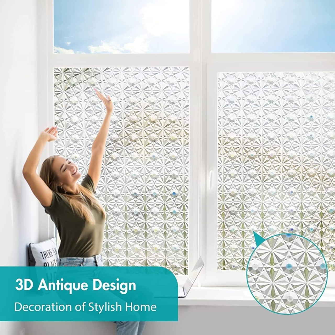 Folie Decorativa Privacy Pentru Geamuri - Home&Office, Protectie UV, Model Diamant, Dimensiuni 200x60 cm, Luxer, Folie decorativă privacy Folie pentru geamuri Folie protectie UV Folie White Stone Folie decorativă pentru geamuri Folie privacy pentru birou Folie pentru home office Folie decorativă Luxer Folie pentru intimitate geamuri Folie decorativă 200x60 cm [5]