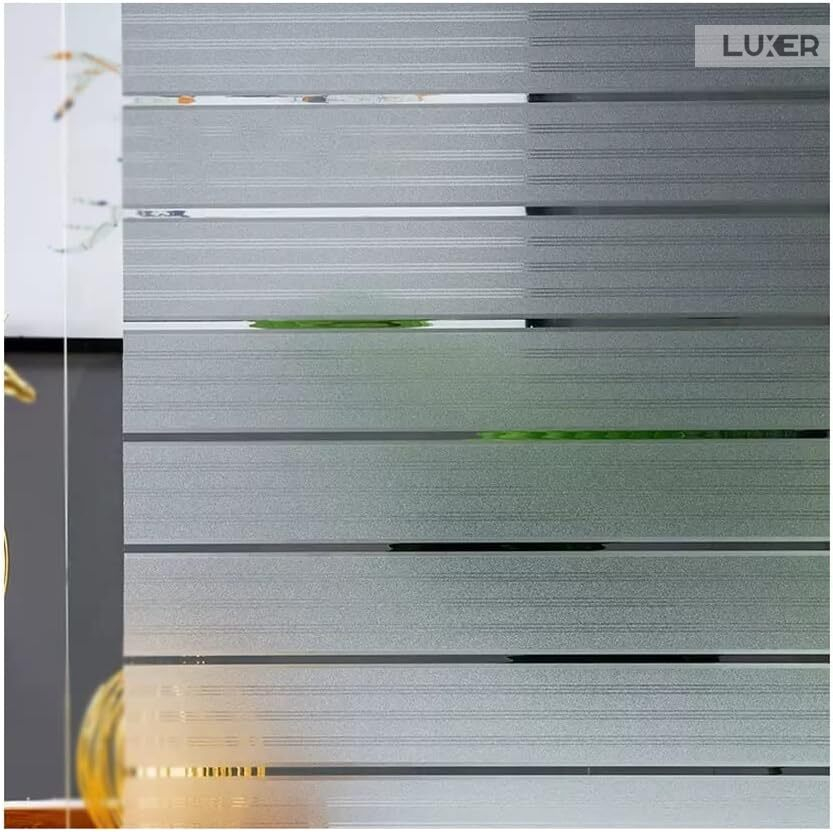 Folie Decorativa Privacy Pentru Geamuri - Home&Office, Protectie UV, Model - Strips Pattern, Dimensiuni 200x60 cm, Luxer, Folie decorativă privacy Folie pentru geamuri Folie protectie UV Folie geam dungi orizontale Folie decorativă pentru geamuri Folie privacy pentru birou Folie pentru home office Folie decorativă Luxer Folie pentru intimitate geamuri Folie decorativă 200x60 cm [2]