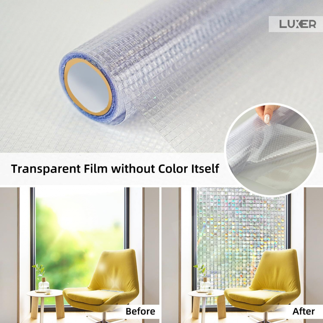 Folie Decorativa Privacy Pentru Geamuri - Home&Office, Protectie UV, Model - Mozaic Holografic, Dimensiuni 200x60 cm, Luxerfolie decorativă geamuri folie semi-privacy geamuri protecție UV geamuri folie dungi geamuri folie decorativă home office folie geamuri birou folie decorativă modernă folie geamuri pentru intimitate accesorii geamuri casă folie decorativă ușor de aplicat folie pentru ferestre moderne folie decorativă UV rezistentă folie dungi decorative folie geamuri semi-transparentă folie decorativă interior folie pentru ferestre birou folie geamuri anti-UV decorare geamuri casă folie decorativă mată protecție solară ferestre [11]