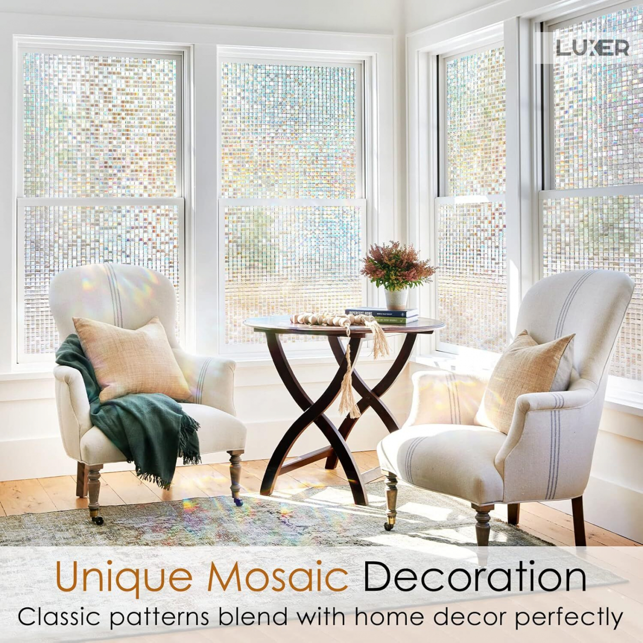 Folie Decorativa Privacy Pentru Geamuri - Home&Office, Protectie UV, Model - Mozaic Holografic, Dimensiuni 200x60 cm, Luxerfolie decorativă geamuri folie semi-privacy geamuri protecție UV geamuri folie dungi geamuri folie decorativă home office folie geamuri birou folie decorativă modernă folie geamuri pentru intimitate accesorii geamuri casă folie decorativă ușor de aplicat folie pentru ferestre moderne folie decorativă UV rezistentă folie dungi decorative folie geamuri semi-transparentă folie decorativă interior folie pentru ferestre birou folie geamuri anti-UV decorare geamuri casă folie decorativă mată protecție solară ferestre [5]