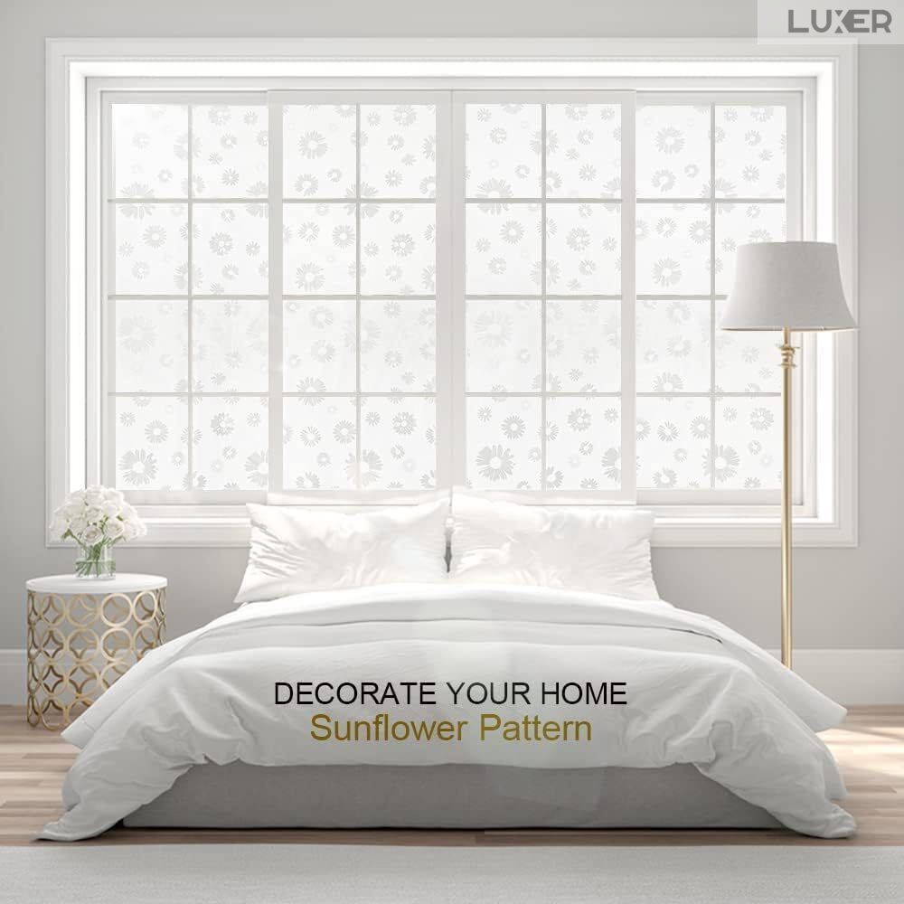 Folie Decorativa Privacy Pentru Geamuri - Home&Office, Protectie UV, Model - Floarea Soarelui, Dimensiuni 200x60 cm, Luxer [2]