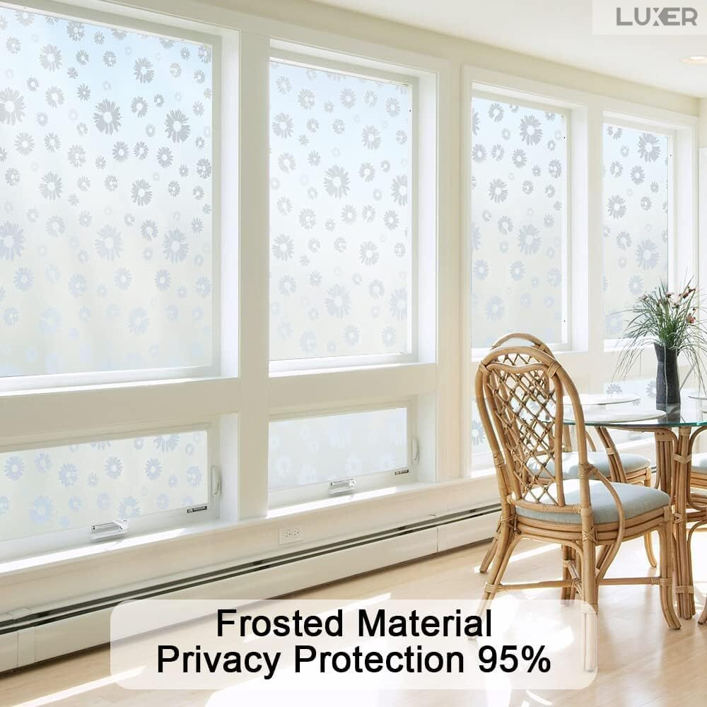 Folie Decorativa Privacy Pentru Geamuri - Home&Office, Protectie UV, Model - Floarea Soarelui, Dimensiuni 200x60 cm, Luxer [3]