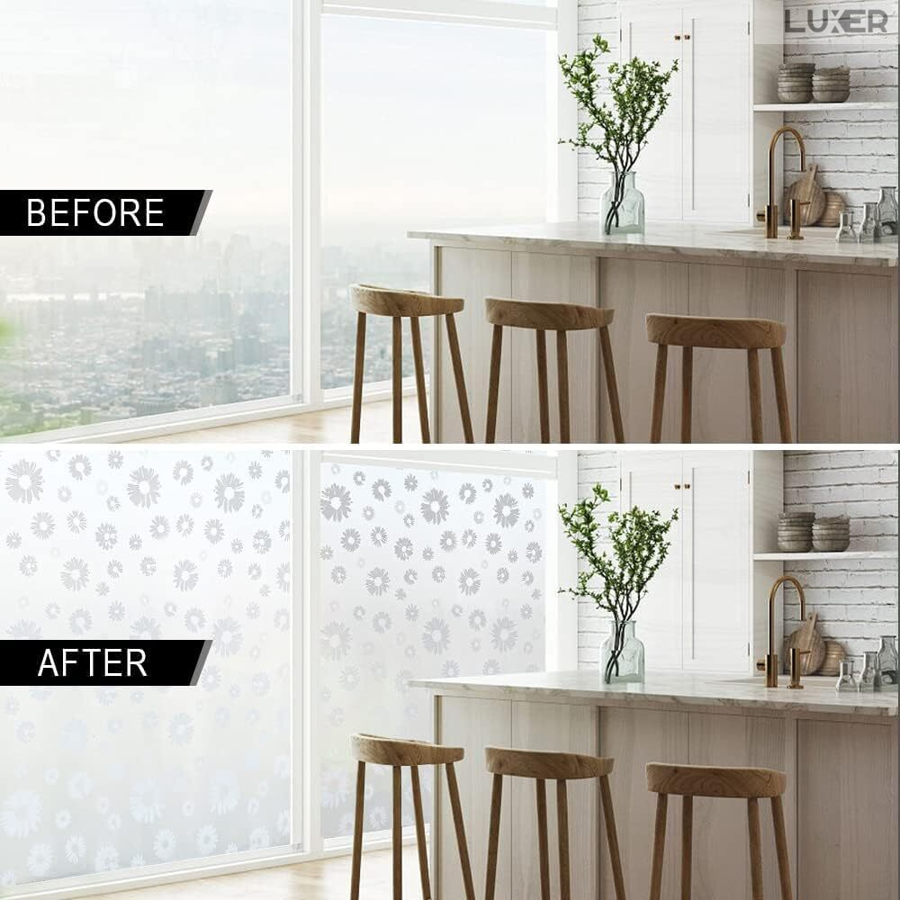 Folie Decorativa Privacy Pentru Geamuri - Home&Office, Protectie UV, Model - Floarea Soarelui, Dimensiuni 200x60 cm, Luxer [5]