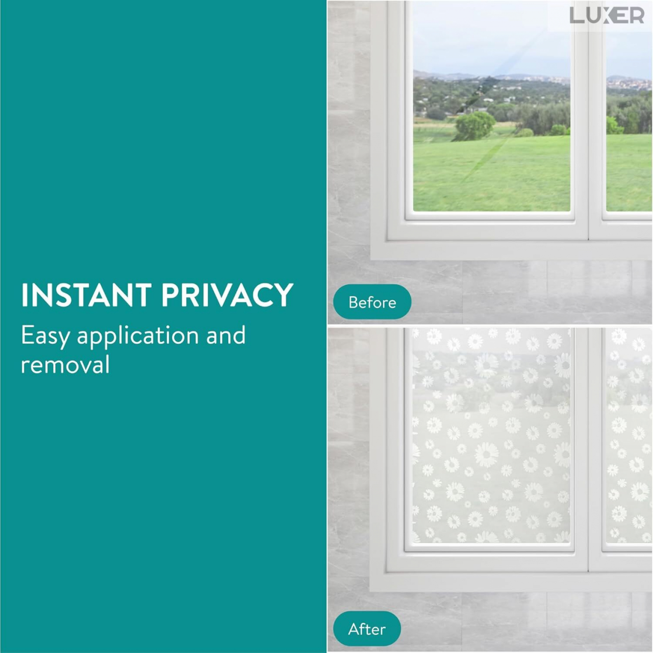 Folie Decorativa Privacy Pentru Geamuri - Home&Office, Protectie UV, Model - Floarea Soarelui, Dimensiuni 200x60 cm, Luxer [8]