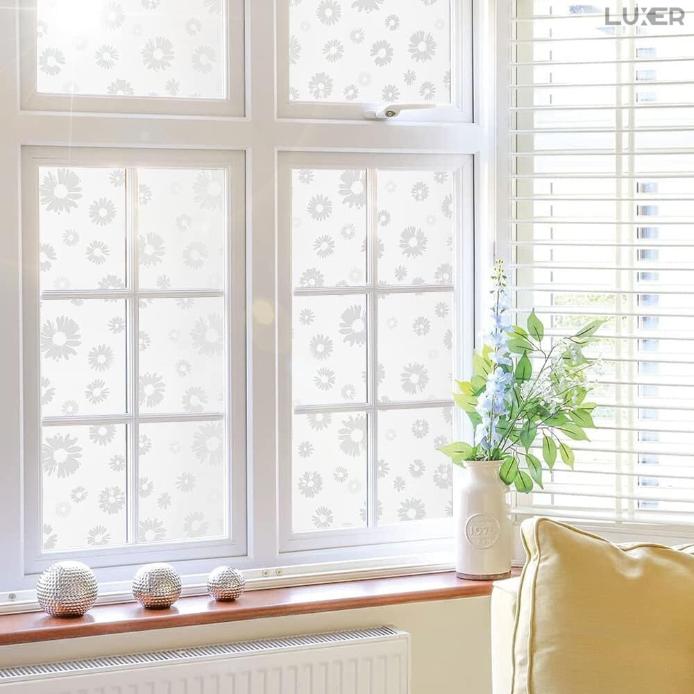 Folie Decorativa Privacy Pentru Geamuri - Home&Office, Protectie UV, Model - Floarea Soarelui, Dimensiuni 200x60 cm, Luxer [1]