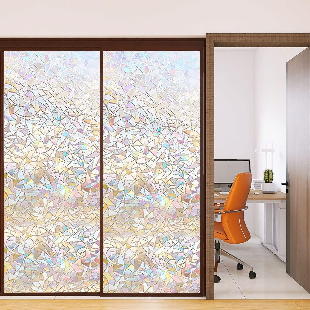 Folie Decorativa Privacy Pentru Geamuri - Home&Office, Protectie UV, Model Geometric Holografic, Dimensiuni 200x60 cm, Luxer [3]