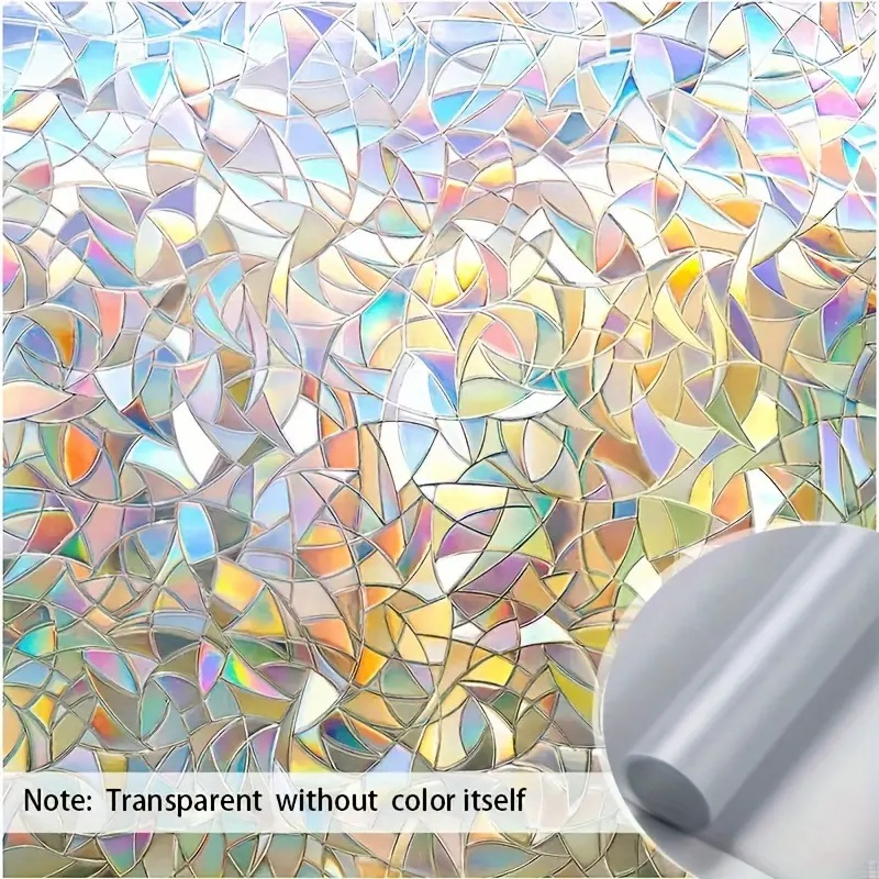 Folie Decorativa Privacy Pentru Geamuri - Home&Office, Protectie UV, Model Geometric Holografic, Dimensiuni 200x60 cm, Luxer [5]