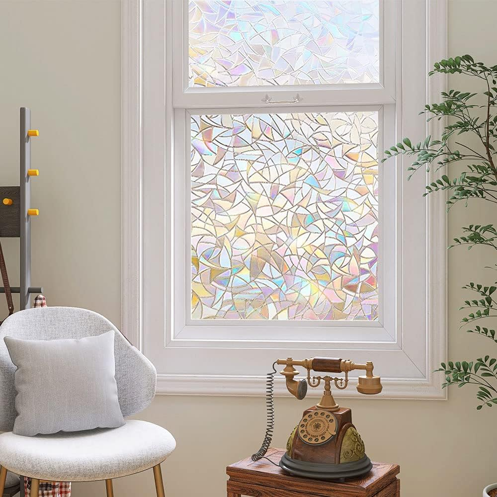 Folie Decorativa Privacy Pentru Geamuri - Home&Office, Protectie UV, Model Geometric Holografic, Dimensiuni 200x60 cm, Luxer [2]