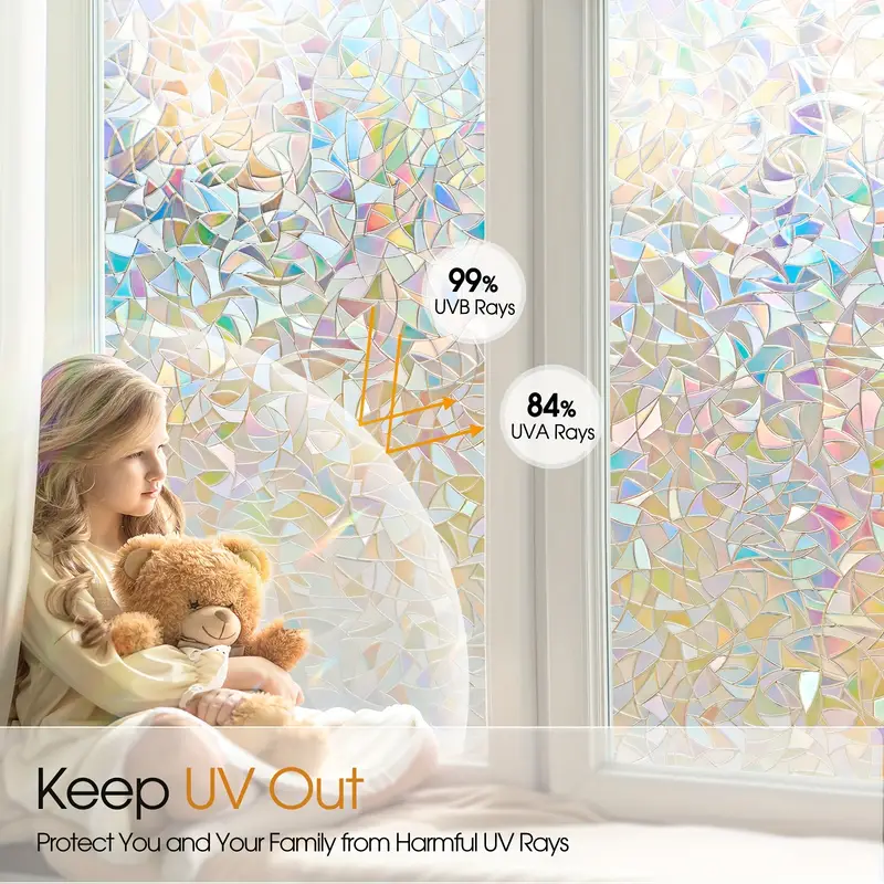 Folie Decorativa Privacy Pentru Geamuri - Home&Office, Protectie UV, Model Geometric Holografic, Dimensiuni 200x60 cm, Luxer [9]