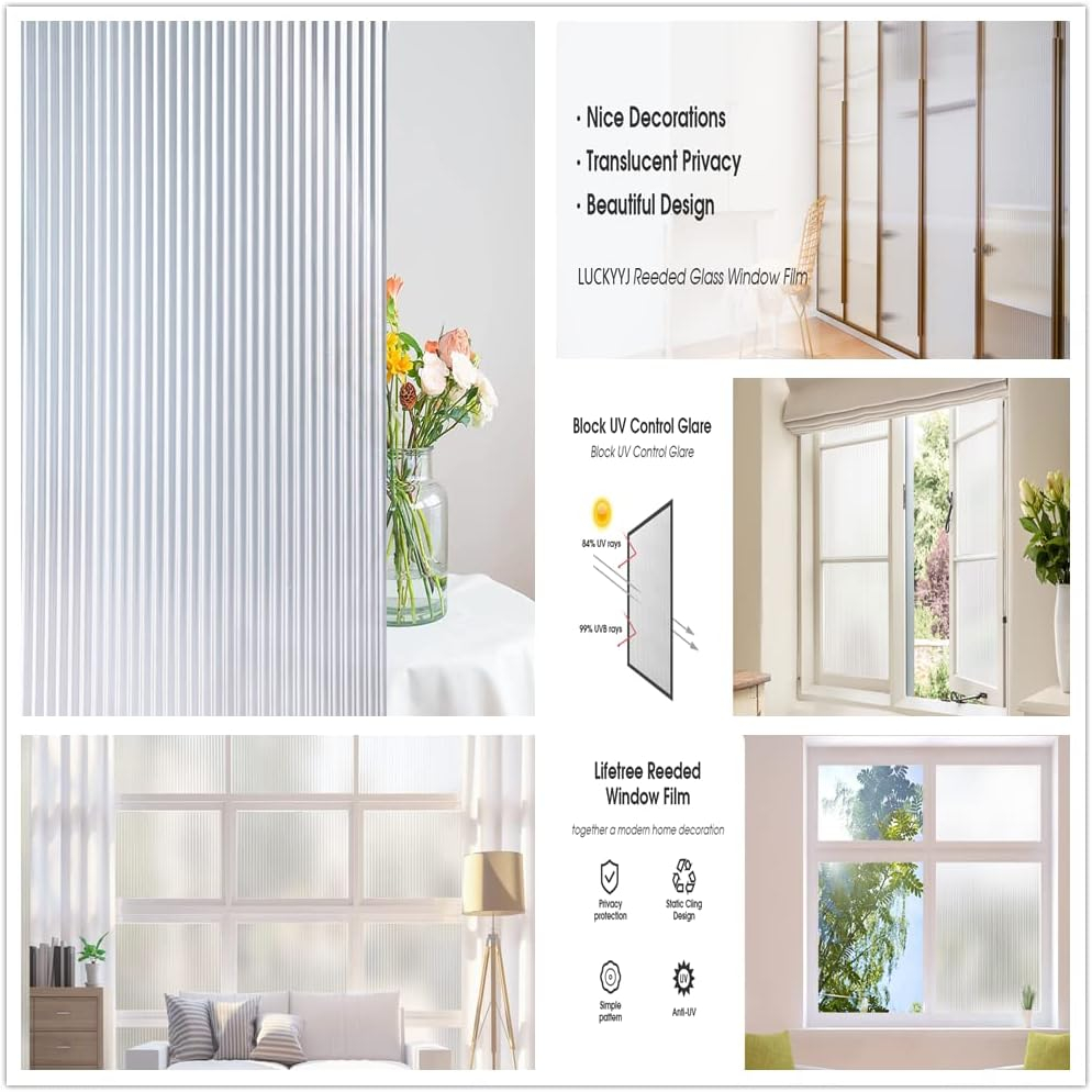 Folie Decorativa Privacy Pentru Geamuri - Home&Office, Protectie UV, Model - Reeded Glass, Dimensiuni 200x60 cm, Luxer Folie decorativă privacy Folie pentru geamuri Folie protectie UV Folie decorativă pentru geamuri Folie privacy pentru birou Folie pentru home office Folie decorativă Luxer Folie pentru intimitate geamuri Folie decorativă 200x60 cm [6]
