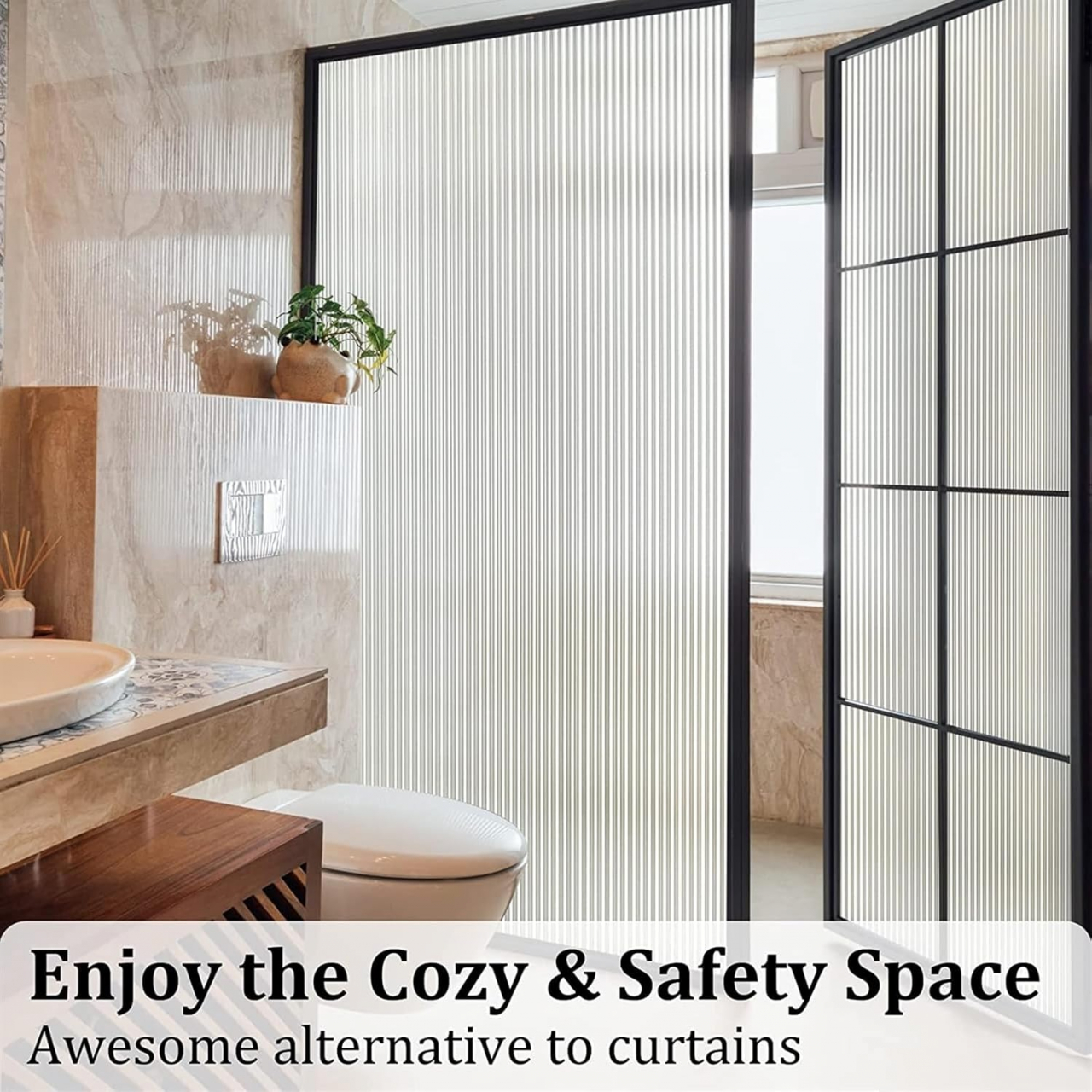 Folie Decorativa Privacy Pentru Geamuri - Home&Office, Protectie UV, Model - Reeded Glass, Dimensiuni 200x60 cm, Luxer Folie decorativă privacy Folie pentru geamuri Folie protectie UV Folie decorativă pentru geamuri Folie privacy pentru birou Folie pentru home office Folie decorativă Luxer Folie pentru intimitate geamuri Folie decorativă 200x60 cm [9]