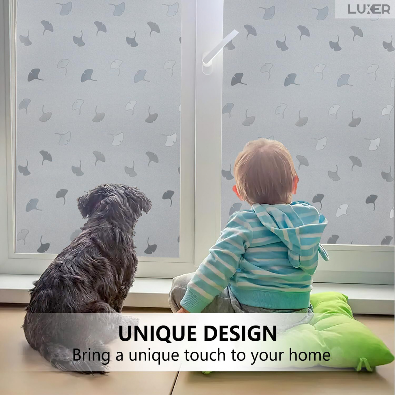Folie Decorativa Privacy Pentru Geamuri - Home&Office, Protectie UV, Model - Frunza Ginkgo Biloba, Dimensiuni 200x60 cm, Luxer [3]