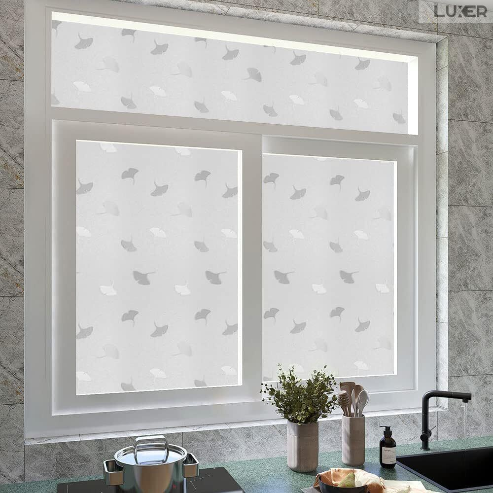 Folie Decorativa Privacy Pentru Geamuri - Home&Office, Protectie UV, Model - Frunza Ginkgo Biloba, Dimensiuni 200x60 cm, Luxer [9]