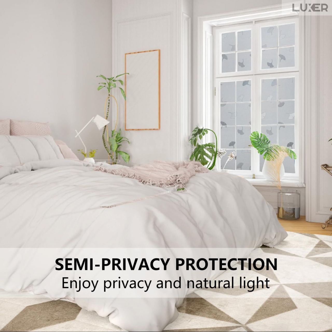 Folie Decorativa Privacy Pentru Geamuri - Home&Office, Protectie UV, Model - Frunza Ginkgo Biloba, Dimensiuni 200x60 cm, Luxer [6]