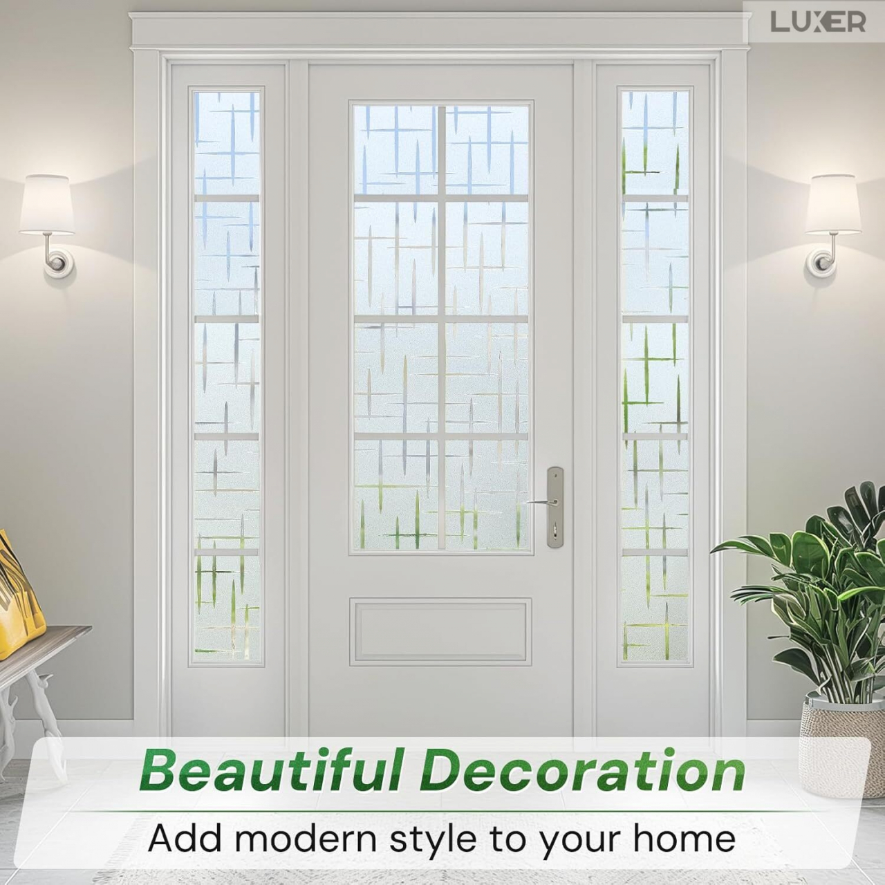 Folie Decorativa Privacy Pentru Geamuri - Home&Office, Protectie UV, Model - Cruce, Dimensiuni 200x60 cm, Luxer [3]
