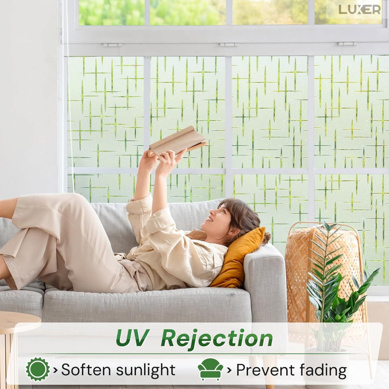 Folie Decorativa Privacy Pentru Geamuri - Home&Office, Protectie UV, Model - Cruce, Dimensiuni 200x60 cm, Luxer [5]