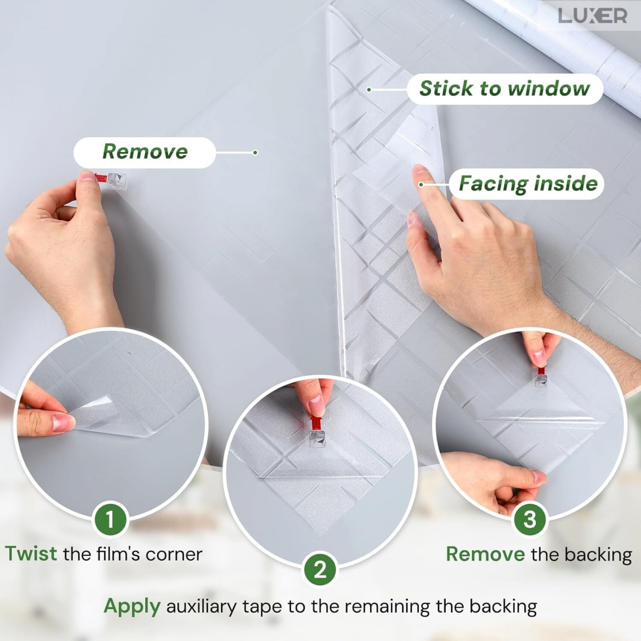 Folie Decorativa Privacy Pentru Geamuri - Home&Office, Protectie UV, Model - Cruce, Dimensiuni 200x60 cm, Luxer [11]