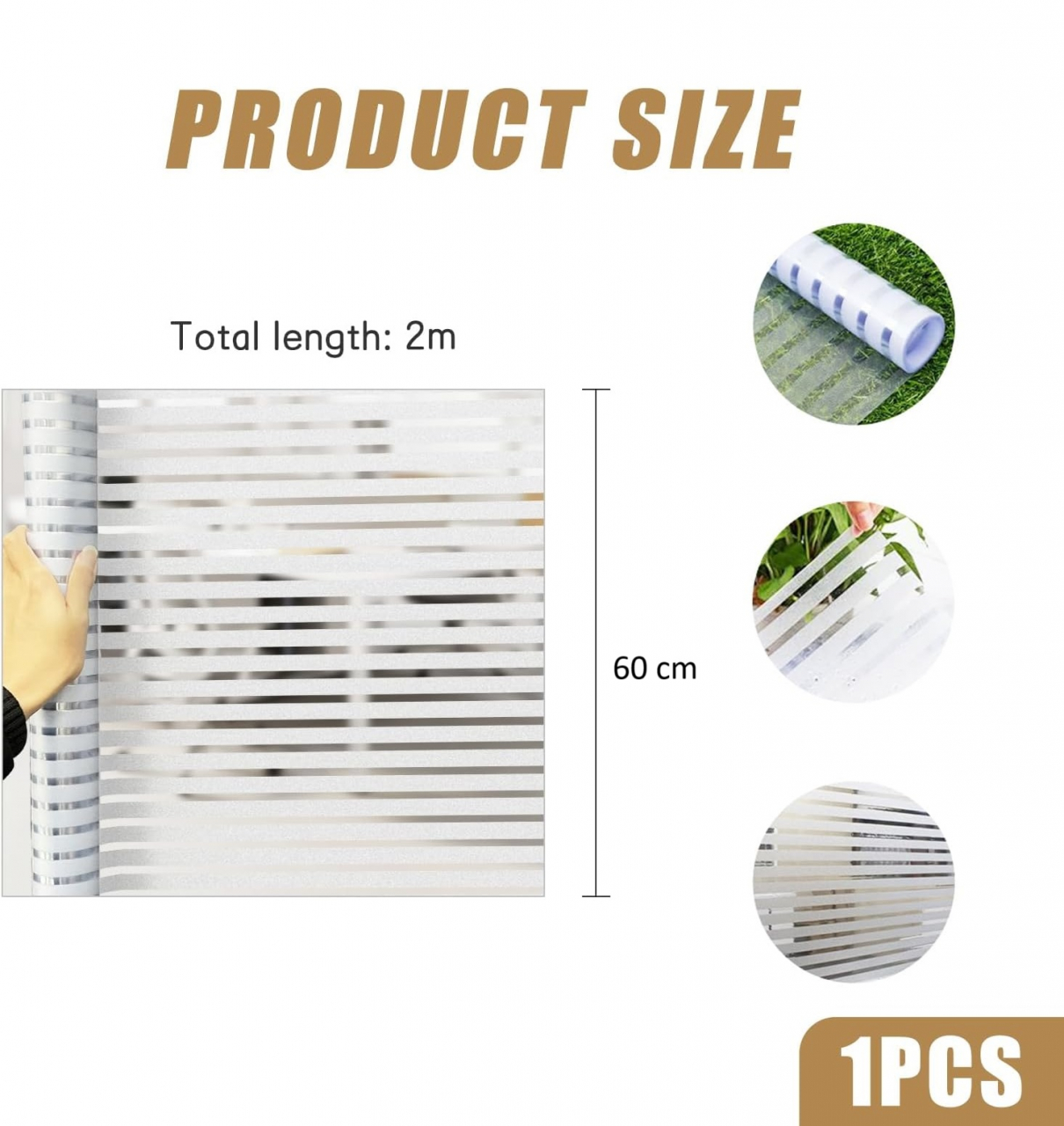 Folie Decorativa Semi-Privacy Pentru Geamuri - Home&Office, Protectie UV, Model Dungi 2x4 cm, Dimensiuni 200x60 cm, Luxer [12]