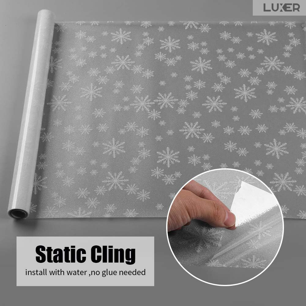 Folie Decorativa Privacy Pentru Geamuri - Home&Office, Protectie UV, Model - Fulgi De Zapada, Dimensiuni 200x60 cm, Luxer [10]