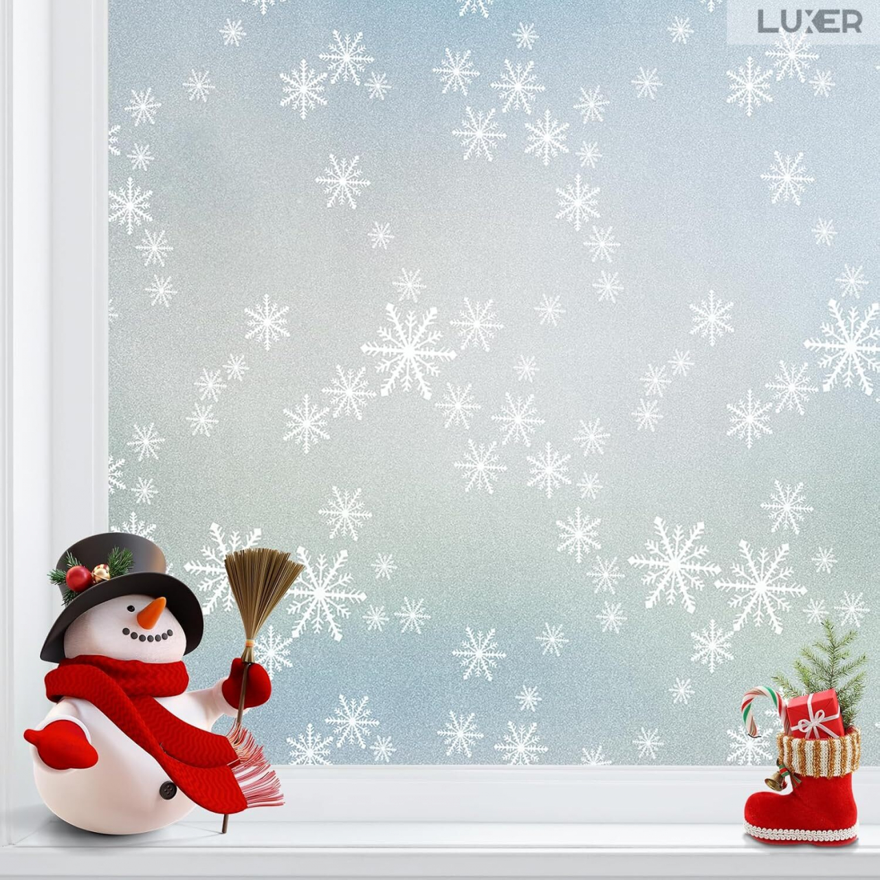 Folie Decorativa Privacy Pentru Geamuri - Home&Office, Protectie UV, Model - Fulgi De Zapada, Dimensiuni 200x60 cm, Luxer [4]
