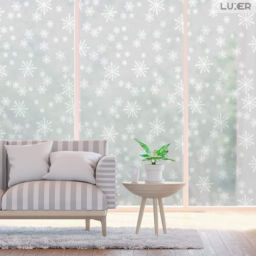 Folie Decorativa Privacy Pentru Geamuri - Home&Office, Protectie UV, Model - Fulgi De Zapada, Dimensiuni 200x60 cm, Luxer [1]