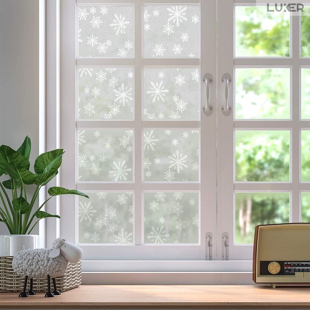 Folie Decorativa Privacy Pentru Geamuri - Home&Office, Protectie UV, Model - Fulgi De Zapada, Dimensiuni 200x60 cm, Luxer [3]