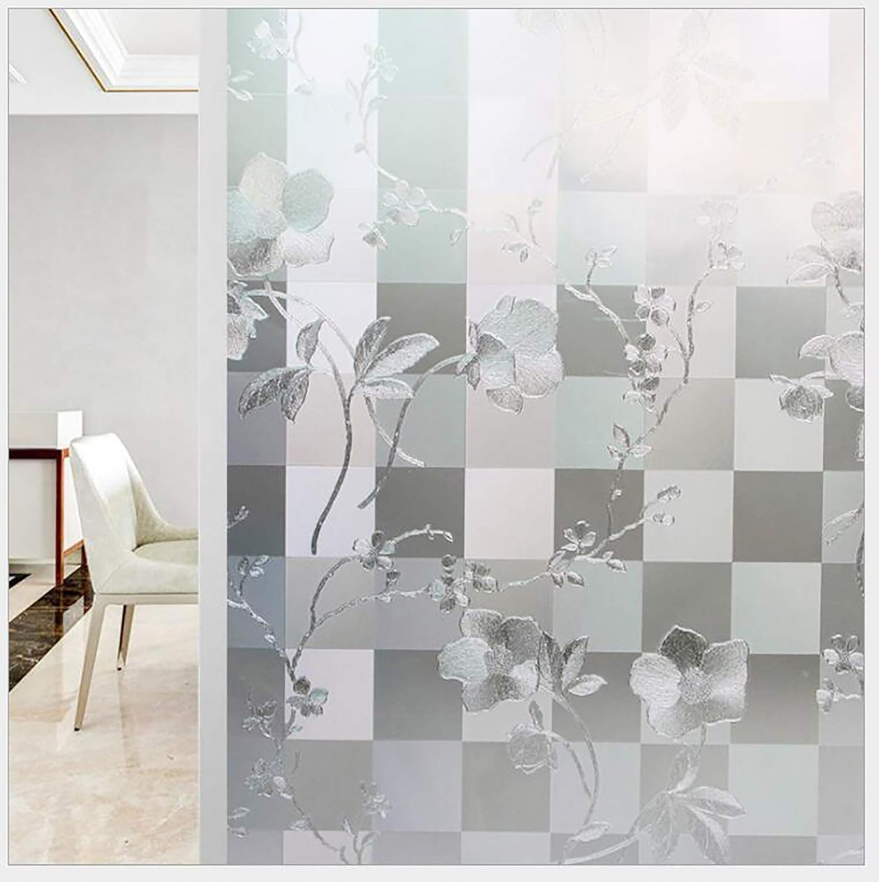 Folie Decorativa Privacy Pentru Geamuri - Home&Office, Protectie UV, Model Floral, Dimensiuni 200x60 cm, Luxer, Folie decorativă privacy Folie pentru geamuri Folie protectie UV Folie Mozaic Folie cu flori Folie decorativă pentru geamuri Folie privacy pentru birou Folie pentru home office Folie decorativă Luxer Folie pentru intimitate geamuri Folie decorativă 200x60 cm [1]