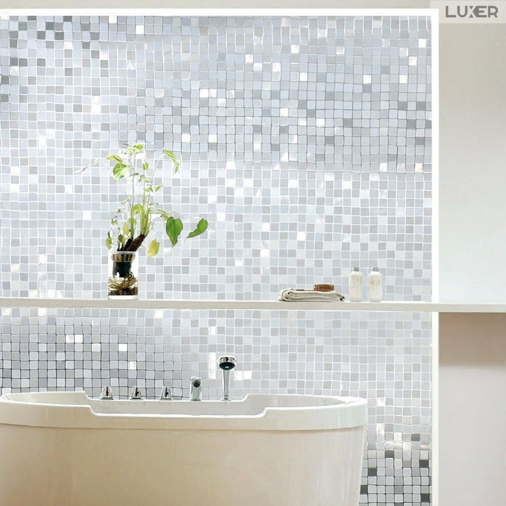 Folie Decorativa Privacy Pentru Geamuri - Home&Office, Protectie UV, Model Mozaic Cu Efect Sclipicios In Lumina Soarelui, Dimensiuni 200x60 cm, Luxer Folie decorativă privacy Folie pentru geamuri Folie protectie UV Folie Mozaic Folie cu efect sclipicios Folie decorativă pentru geamuri Folie privacy pentru birou Folie pentru home office Folie decorativă Luxer Folie pentru intimitate geamuri Folie decorativă 200x60 cm [2]