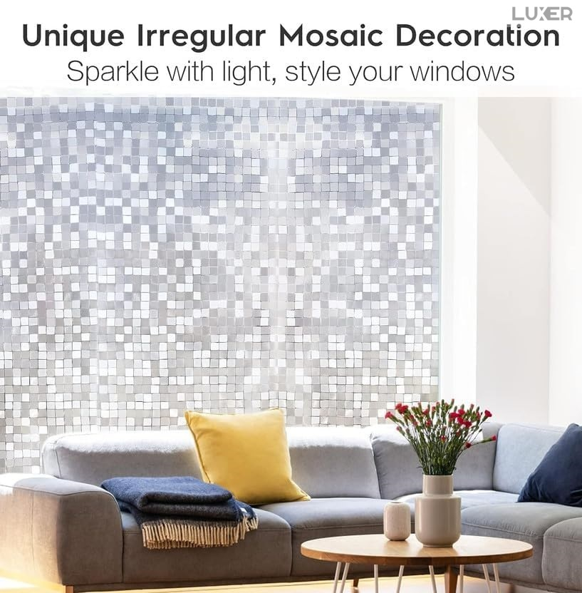 Folie Decorativa Privacy Pentru Geamuri - Home&Office, Protectie UV, Model Mozaic Cu Efect Sclipicios In Lumina Soarelui, Dimensiuni 200x60 cm, Luxer Folie decorativă privacy Folie pentru geamuri Folie protectie UV Folie Mozaic Folie cu efect sclipicios Folie decorativă pentru geamuri Folie privacy pentru birou Folie pentru home office Folie decorativă Luxer Folie pentru intimitate geamuri Folie decorativă 200x60 cm [11]