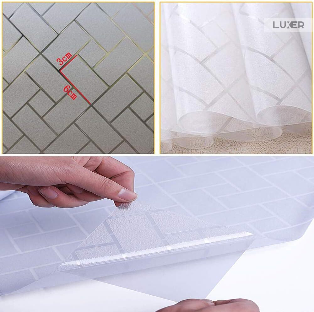 Folie Decorativa Privacy Pentru Geamuri - Home&Office, Protectie UV, Model - Brick Pattern, Dimensiuni 200x60 cm, Luxer [12]