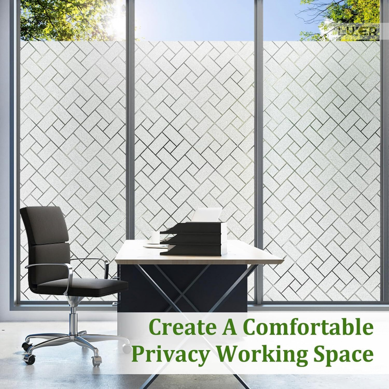 Folie Decorativa Privacy Pentru Geamuri - Home&Office, Protectie UV, Model - Brick Pattern, Dimensiuni 200x60 cm, Luxer [10]