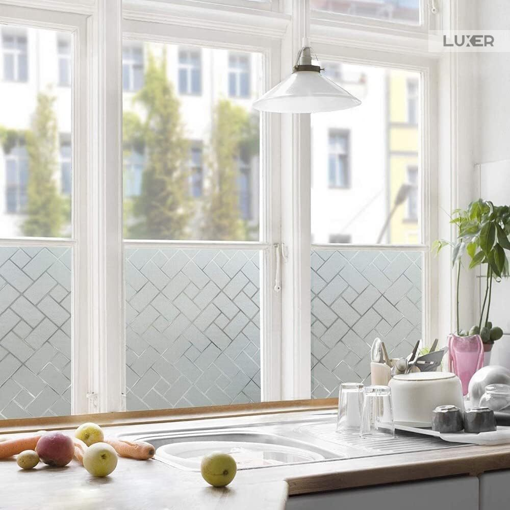 Folie Decorativa Privacy Pentru Geamuri - Home&Office, Protectie UV, Model - Brick Pattern, Dimensiuni 200x60 cm, Luxer [4]