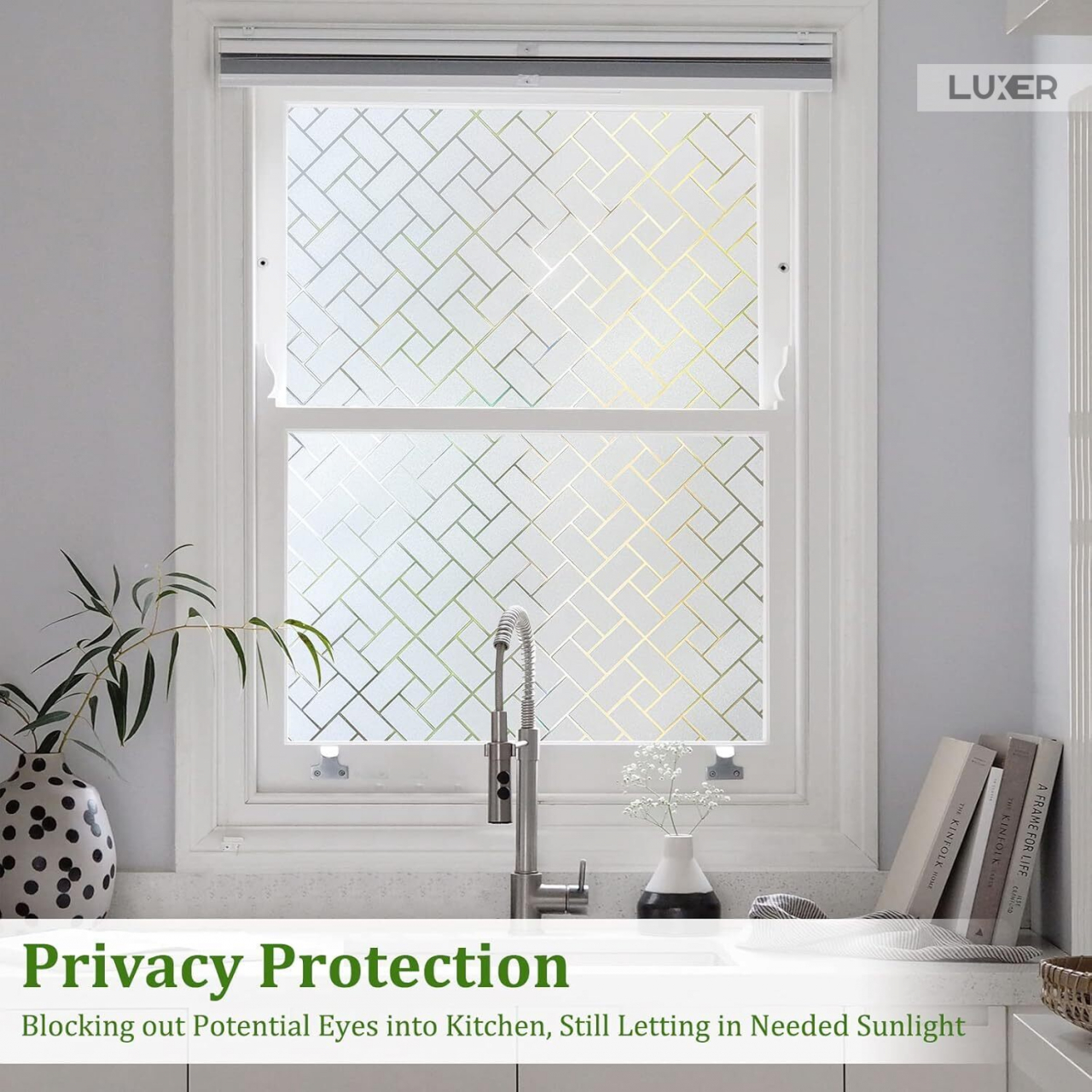 Folie Decorativa Privacy Pentru Geamuri - Home&Office, Protectie UV, Model - Brick Pattern, Dimensiuni 200x60 cm, Luxer [5]