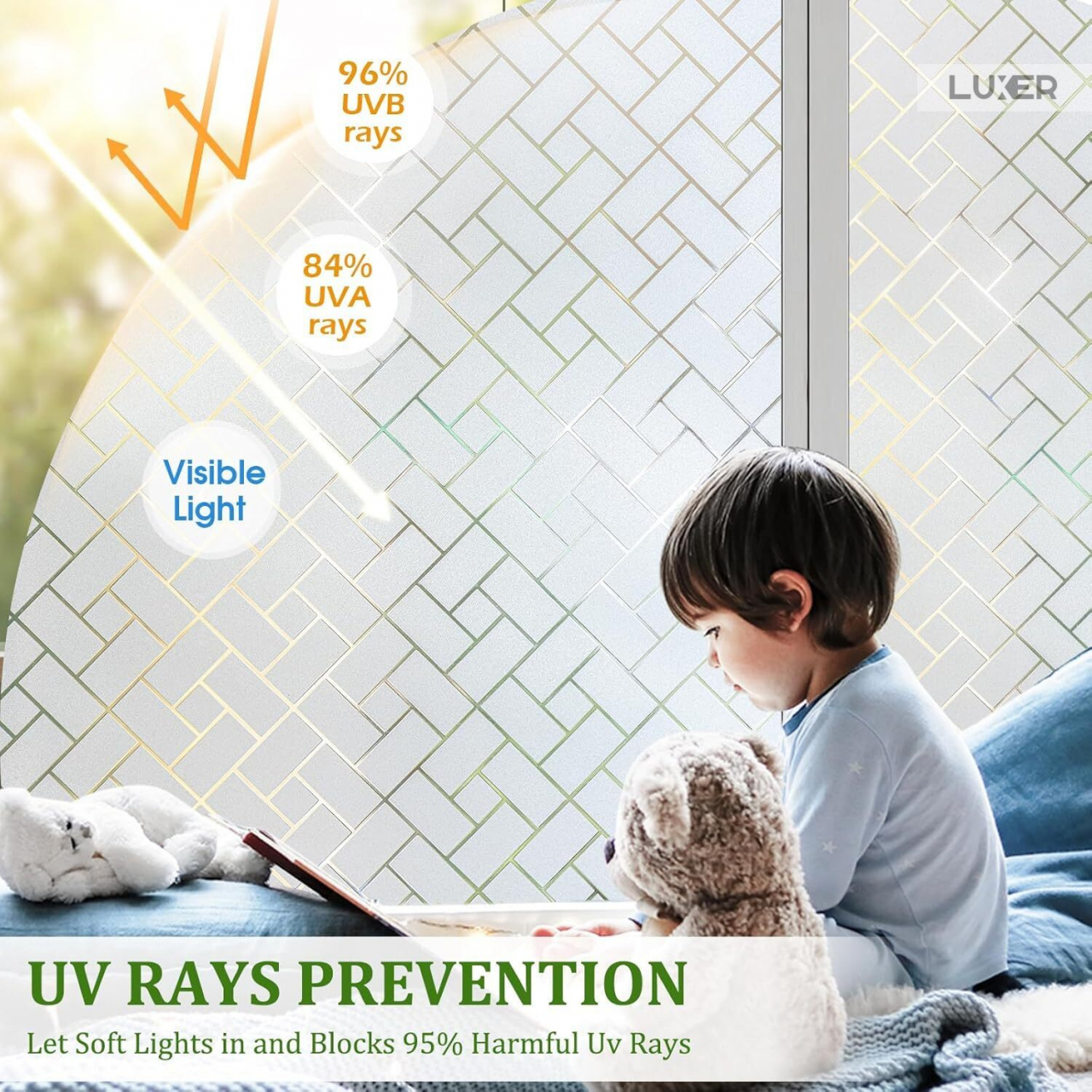 Folie Decorativa Privacy Pentru Geamuri - Home&Office, Protectie UV, Model - Brick Pattern, Dimensiuni 200x60 cm, Luxer [9]