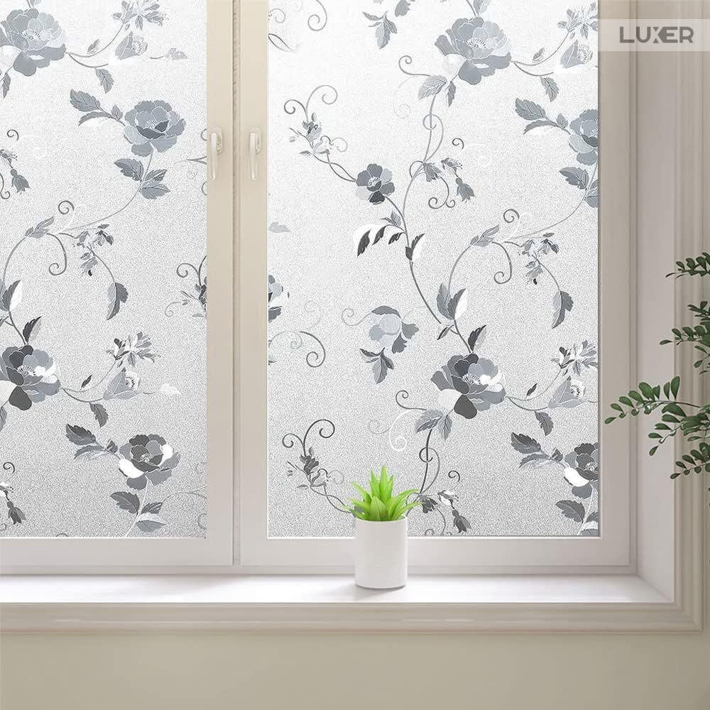 Folie Decorativa Privacy Pentru Geamuri - Home&Office, Protectie UV, Model - Bujori, Dimensiuni 200x60 cm, Luxer [2]