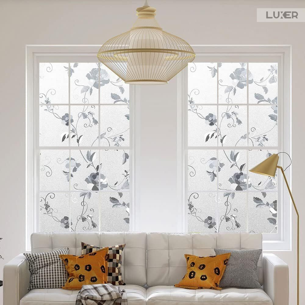 Folie Decorativa Privacy Pentru Geamuri - Home&Office, Protectie UV, Model - Bujori, Dimensiuni 200x60 cm, Luxer [3]