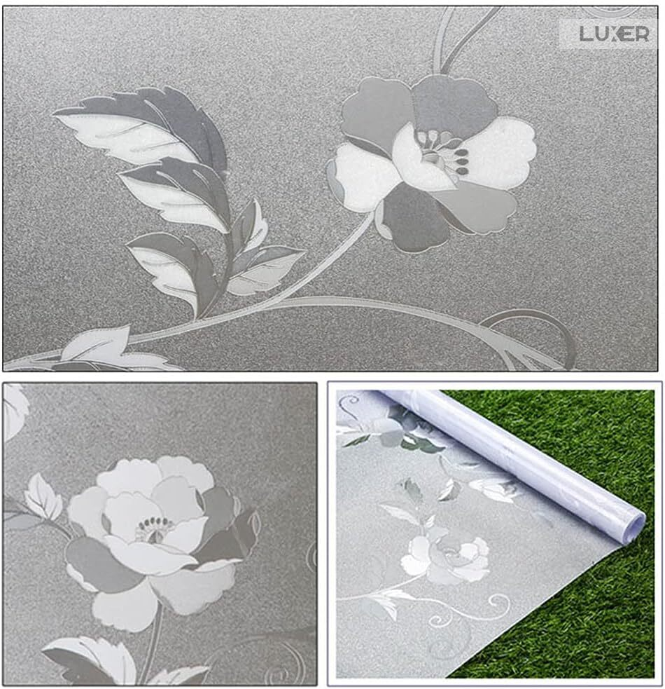 Folie Decorativa Privacy Pentru Geamuri - Home&Office, Protectie UV, Model - Bujori, Dimensiuni 200x60 cm, Luxer [9]