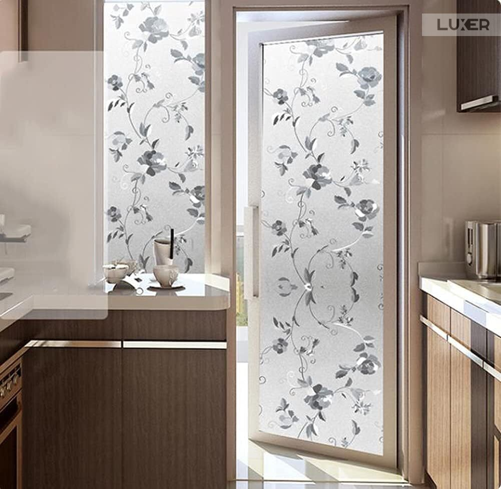 Folie Decorativa Privacy Pentru Geamuri - Home&Office, Protectie UV, Model - Bujori, Dimensiuni 200x60 cm, Luxer [6]