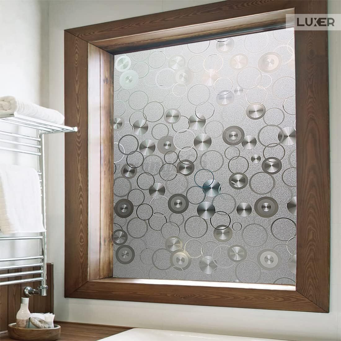 Folie Decorativa Privacy Pentru Geamuri - Home&Office, Protectie UV, Model - Disc Pattern, Dimensiuni 200x60 cm, Luxer Folie decorativă privacy Folie pentru geamuri Folie protectie UV Folie geam caramida Folie decorativă pentru geamuri Folie privacy pentru birou Folie pentru home office Folie decorativă Luxer Folie pentru intimitate geamuri Folie decorativă 200x60 cm [5]
