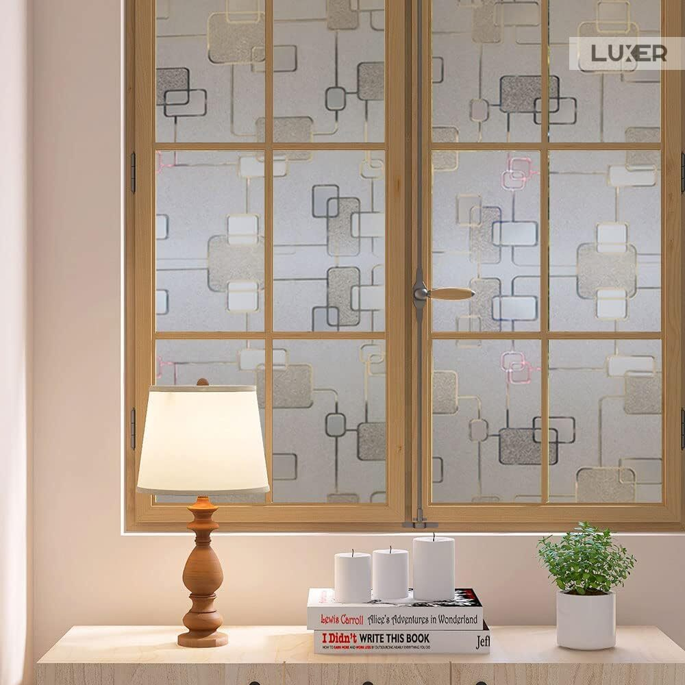 Folie Decorativa Privacy Pentru Geamuri - Home&Office, Protectie UV, Model - Square Knot, Dimensiuni 200x60 cm, Luxer Folie decorativă privacy Folie pentru geamuri Folie protectie UV Folie geam caramida Folie decorativă pentru geamuri Folie privacy pentru birou Folie pentru home office Folie decorativă Luxer Folie pentru intimitate geamuri Folie decorativă 200x60 cm [2]