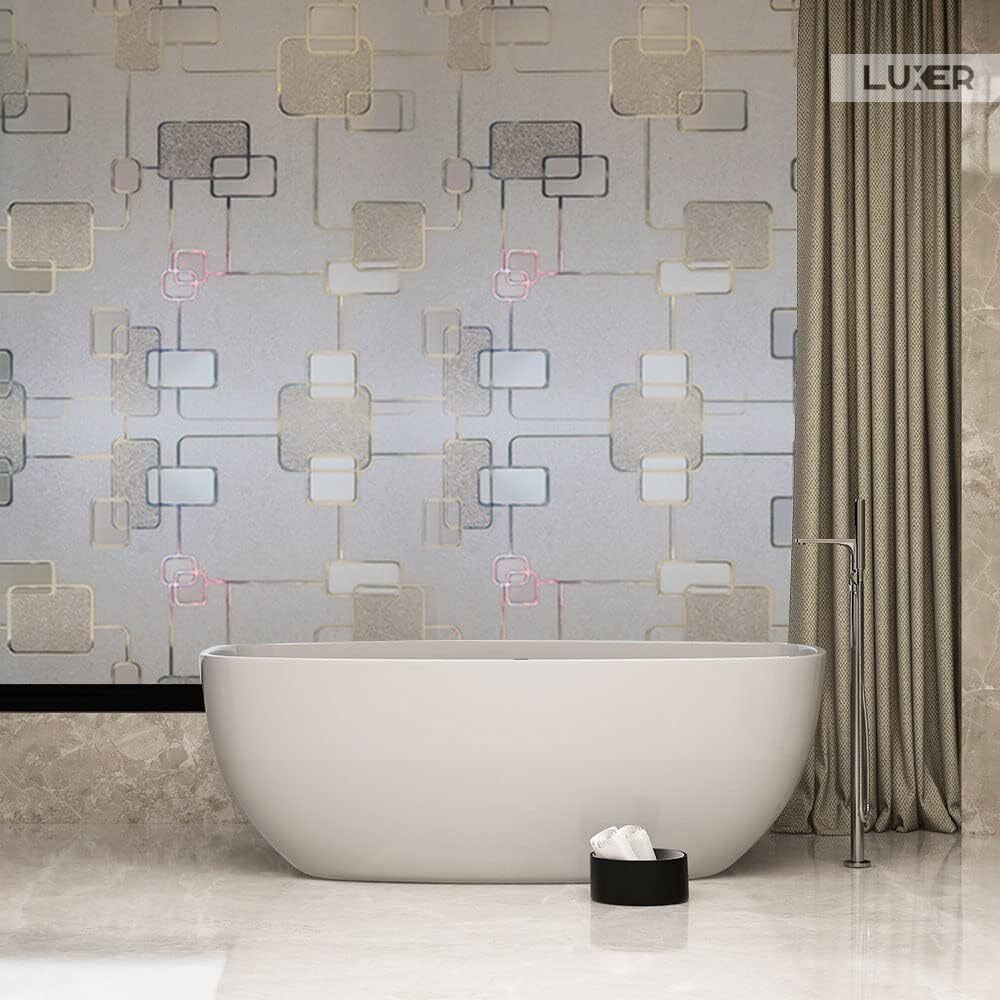 Folie Decorativa Privacy Pentru Geamuri - Home&Office, Protectie UV, Model - Square Knot, Dimensiuni 200x60 cm, Luxer Folie decorativă privacy Folie pentru geamuri Folie protectie UV Folie geam caramida Folie decorativă pentru geamuri Folie privacy pentru birou Folie pentru home office Folie decorativă Luxer Folie pentru intimitate geamuri Folie decorativă 200x60 cm [3]