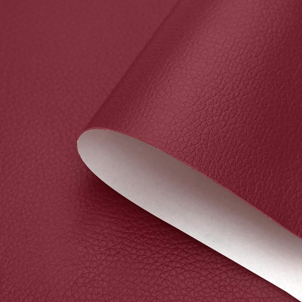 Folie din piele ecologică autoadezivă Luxer, Wine Red, dimensiune 137x60 cm, ideală pentru recondiționare canapea, scaun sau interior auto. [3]